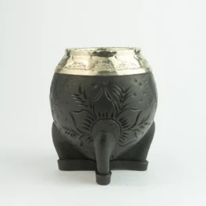 Mate Torpedo Calabaza - Cuero Negro Repujado