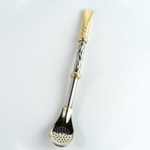 Bombilla Gallonada a Mano con Adornos (17 cm) - Alpaca y Bronce