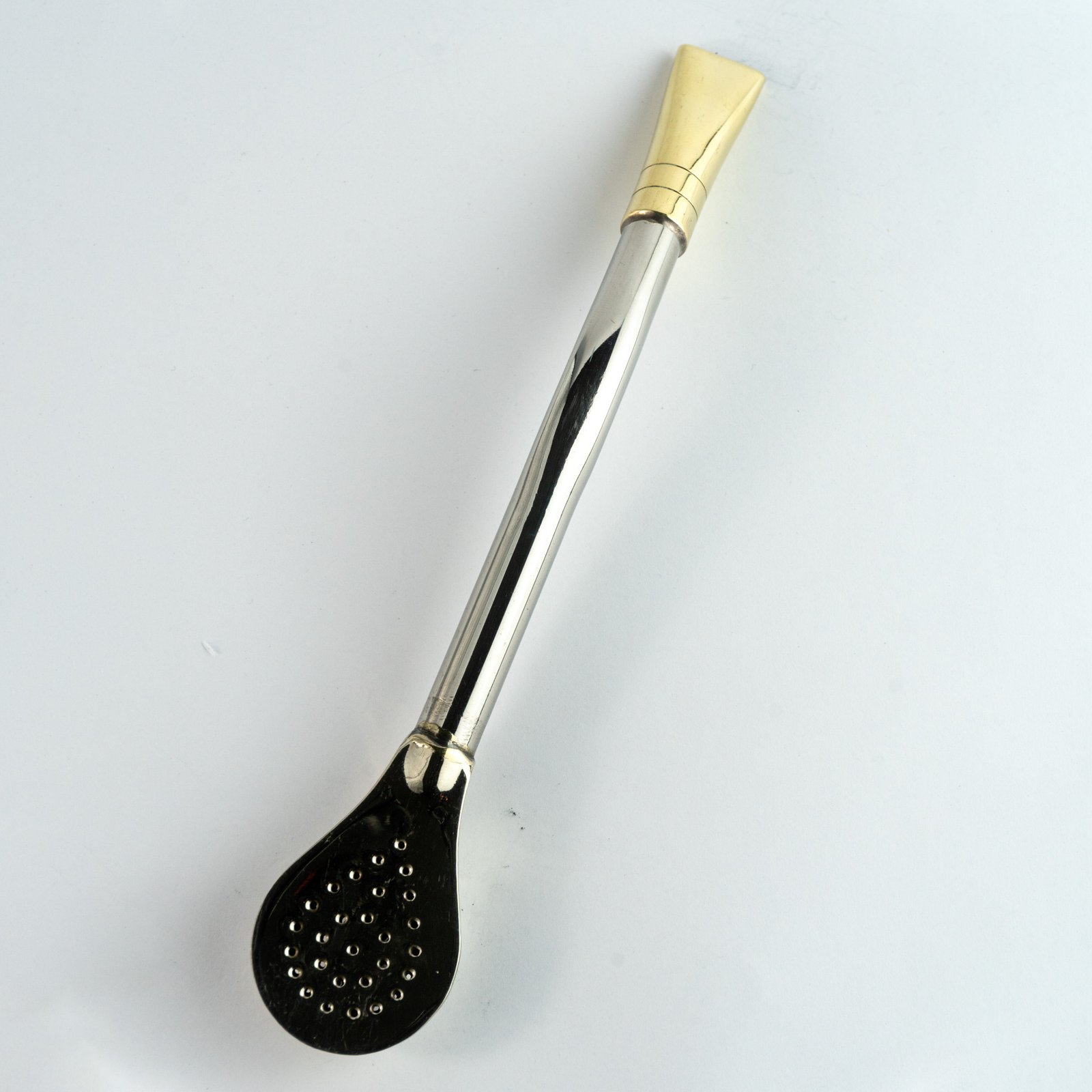 Bombillón Liso con Detalles Decorativos (17 cm) - Alpaca y Bronce