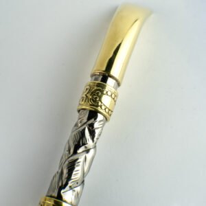 Bombillón Gallonado a Mano con 2 Adornos (18 cm) - Alpaca y Bronce